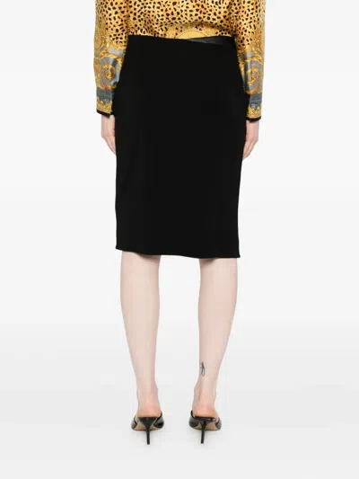 Versace Draped Skirt With Embellishment In Black