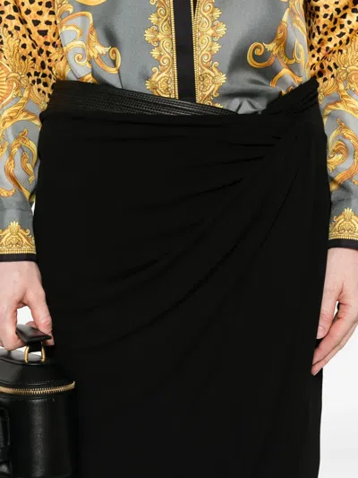 Versace Draped Skirt With Embellishment In Black