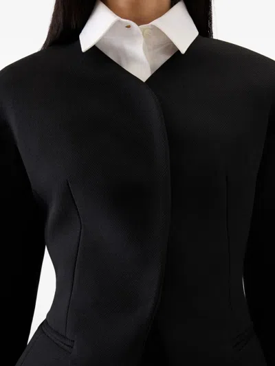 Jacquemus Women Black Blouse With Front Neckline And Side Pockets In Cotton Blend Woman In Black