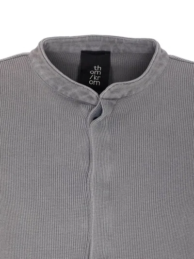 Thom Krom Ribbed Button-front Top In Gray