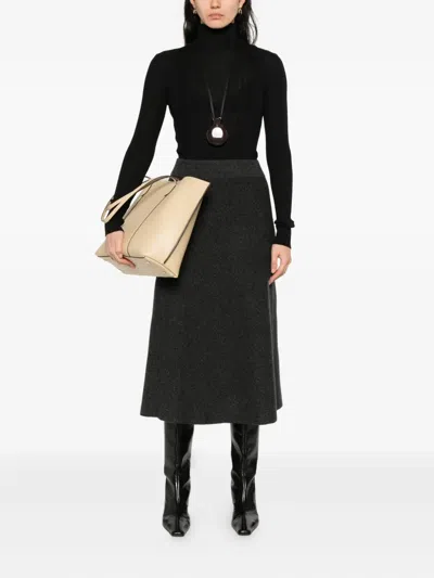 Agnona Ribbed Turtleneck Top In Black