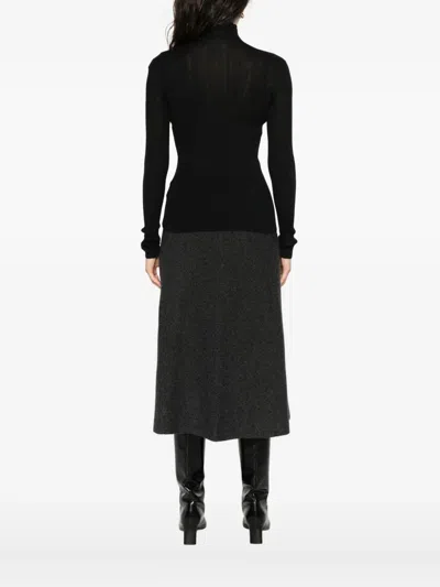 Agnona Ribbed Turtleneck Top In Black