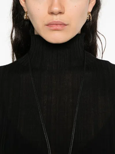 Agnona Ribbed Turtleneck Top In Black