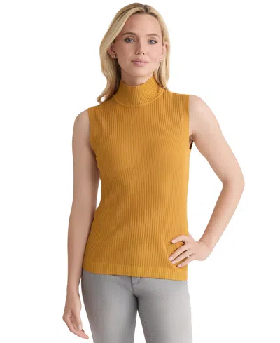 Jones New York Women's Sutton Mock-neck Sleeveless Sweater In Gold