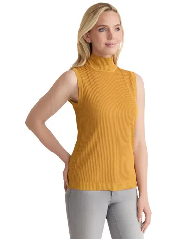 Jones New York Women's Sutton Mock-neck Sleeveless Sweater In Gold