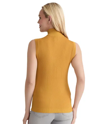 Jones New York Women's Sutton Mock-neck Sleeveless Sweater In Gold