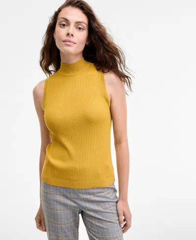 Jones New York Women's Sutton Mock-neck Sleeveless Sweater In Gold