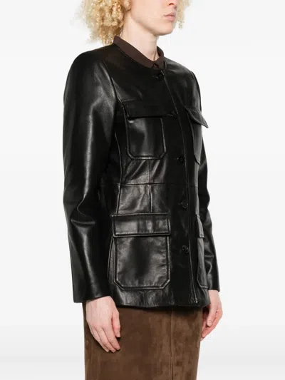 Nour Hammour Vernes Leather Jacket In Black