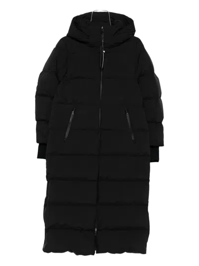 Herno Hooded Quilted Long Down Jacket With Pockets In Black