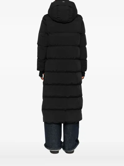 Herno Hooded Quilted Long Down Jacket With Pockets In Black