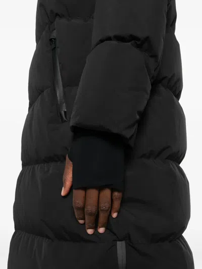 Herno Hooded Quilted Long Down Jacket With Pockets In Black