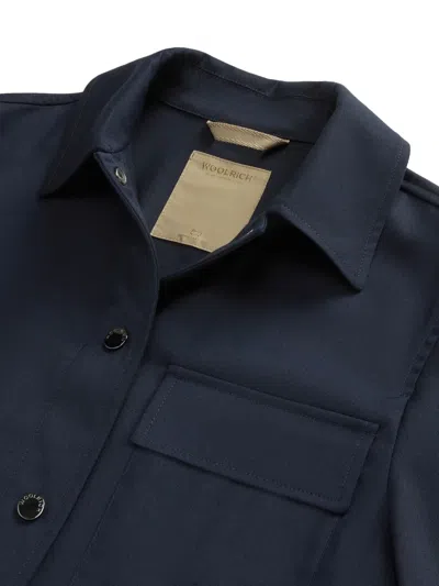 Woolrich Drawstring Overshirt In Blue