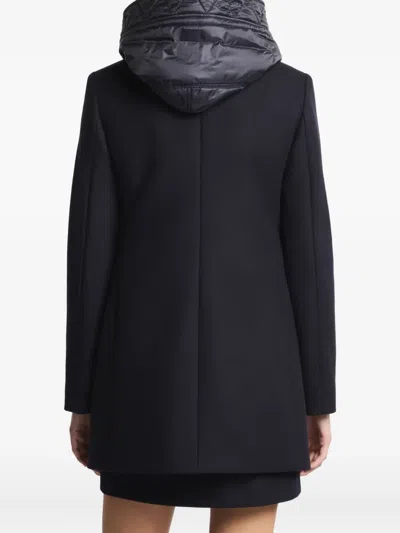 Fay Toggle Coat In Black Wool Blend Fabric In Black