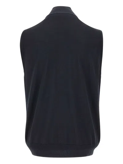 Filippo De Laurentiis Houndstooth Button Wool Vest In Blue