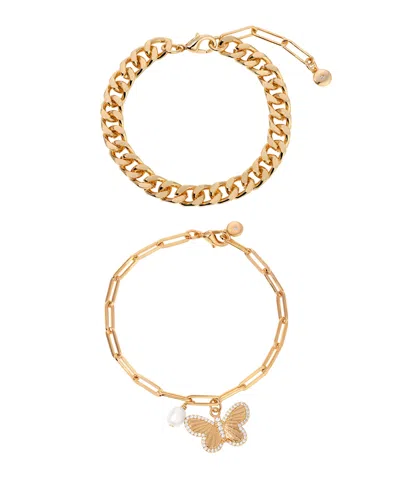 Ettika Butterfly Charm Chain Bracelet Sets In Gold