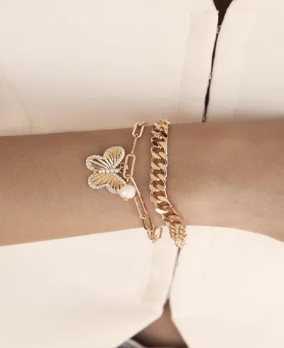 Ettika Butterfly Charm Chain Bracelet Sets In Gold