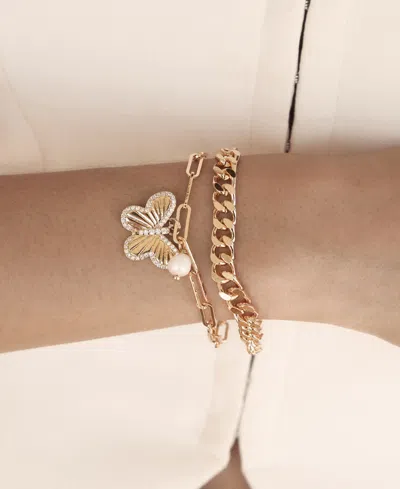 Ettika Butterfly Charm Chain Bracelet Sets In Gold