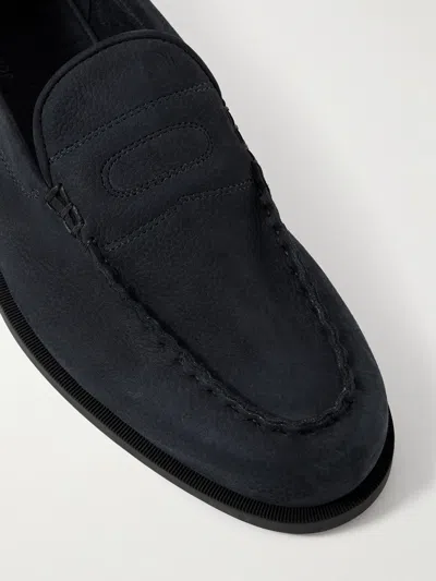 John Lobb Pace Suede Loafers In Blue