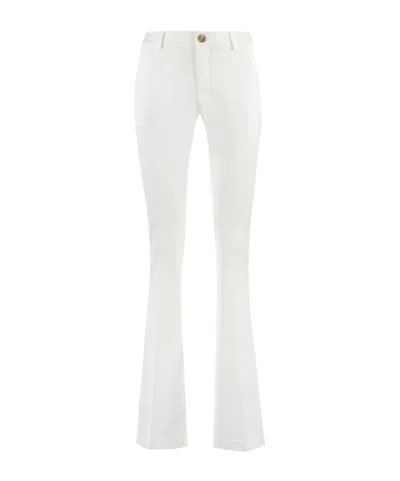 Pt01 Elsa Viscose Flared Trousers In White