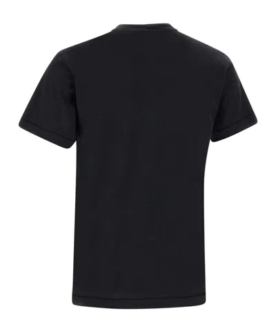 Stone Island Logo Cotton T-shirt In Black