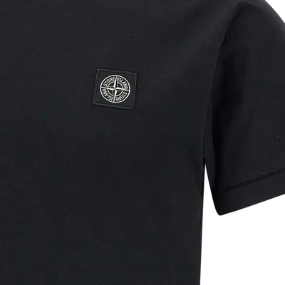 Stone Island Logo Cotton T-shirt In Black
