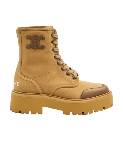 Celine Lace-up Boot With Thick Sole In Brown