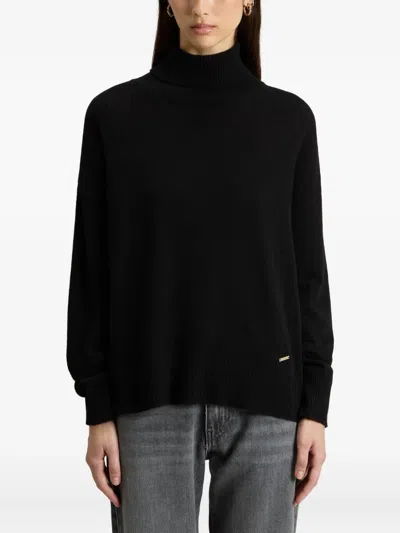 Woolrich Viscose And Silk Turtleneck Sweater In Black