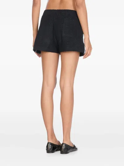Casablanca Monogram Textured Elastic Waist Drawstring Shorts In Black