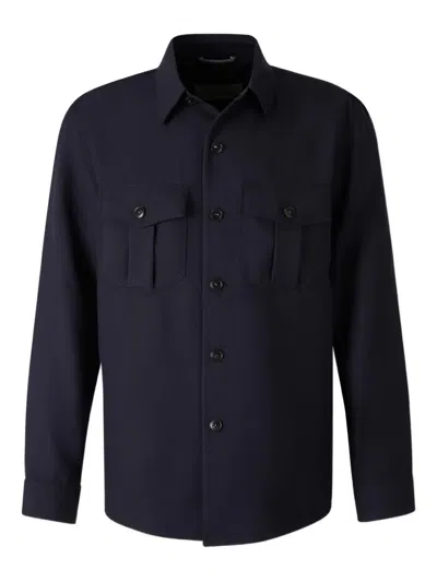 Canali Chest-pockets Shirt Jacket In Blue