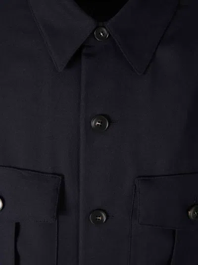 Canali Chest-pockets Shirt Jacket In Blue
