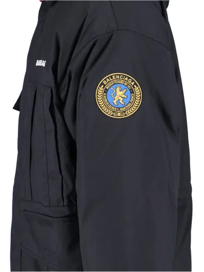 Balenciaga Logo Reversible Down Jacket In Black