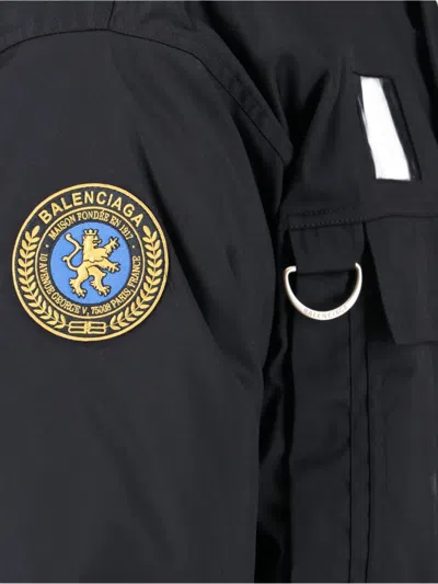 Balenciaga Logo Reversible Down Jacket In Black