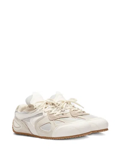 Axel Arigato Slow Runner White And Beige Sneaker With Mesh Inserts And Grooved Sole In Leather And Fabric Man In Multi