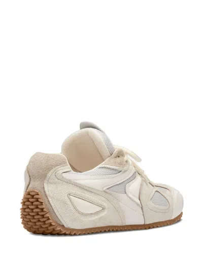 Axel Arigato Slow Runner White And Beige Sneaker With Mesh Inserts And Grooved Sole In Leather And Fabric Man In Multi