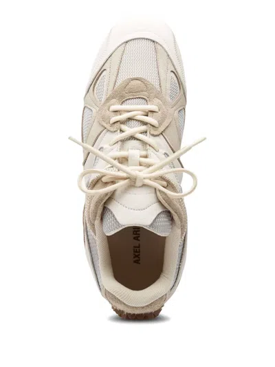Axel Arigato Slow Runner White And Beige Sneaker With Mesh Inserts And Grooved Sole In Leather And Fabric Man In Multi
