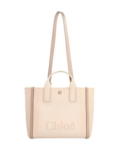 Chloé Tote Bag With Shoulder Strap And Top Handles In White