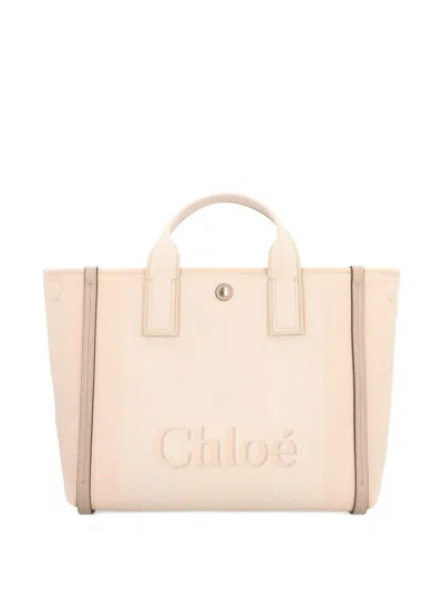 Chloé Tote Bag With Shoulder Strap And Top Handles In White