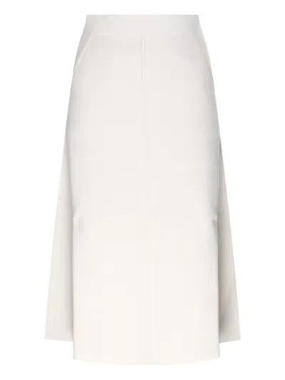 Max Mara Mid-length A-line Knitted Skirt With Subtle Side Slits In White