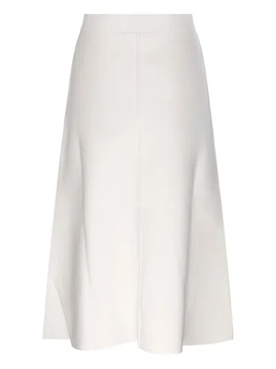 Max Mara Mid-length A-line Knitted Skirt With Subtle Side Slits In White