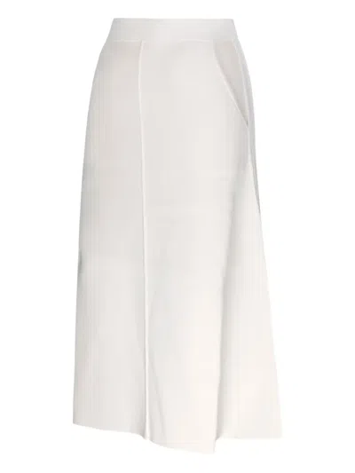 Max Mara Mid-length A-line Knitted Skirt With Subtle Side Slits In White