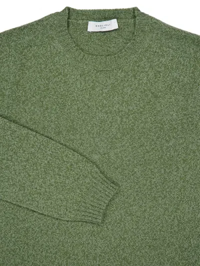 Boglioli Speckled Effect Wool-cashmere Crew Neck Sweater In Green