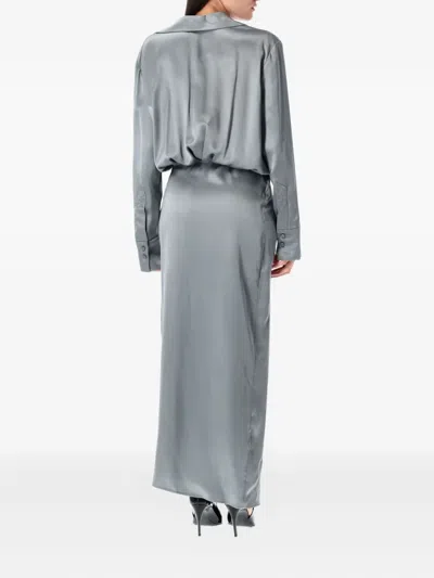 Attico Abito In Raso Grigio Scuro  Donna In Brown