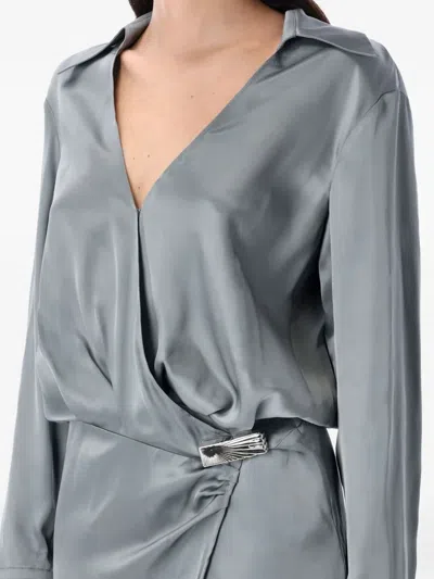 Attico Abito In Raso Grigio Scuro  Donna In Brown