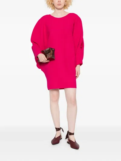 Gianluca Capannolo Bubble Sleeve Round Neck Dress In Pink