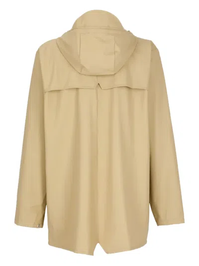 Rains Hooded Button-down Raincoat In Green