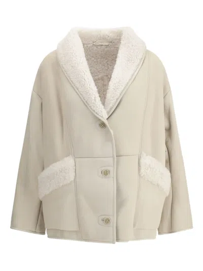 Salvatore Santoro Shearling Jacket In Neutral