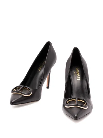 Twinset Twin-set High-heeled Black Pumps With Pointed Toe In Black
