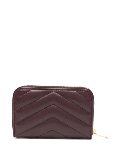 Saint Laurent Cassandre Leather Wallet In Cabernet Red In Brown