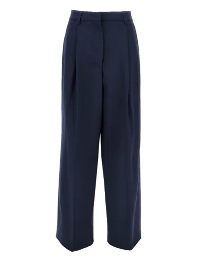 The Latest Thelatest Midnight Blue Wool Blend Trousers In Blue