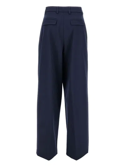 The Latest Thelatest Midnight Blue Wool Blend Trousers In Blue